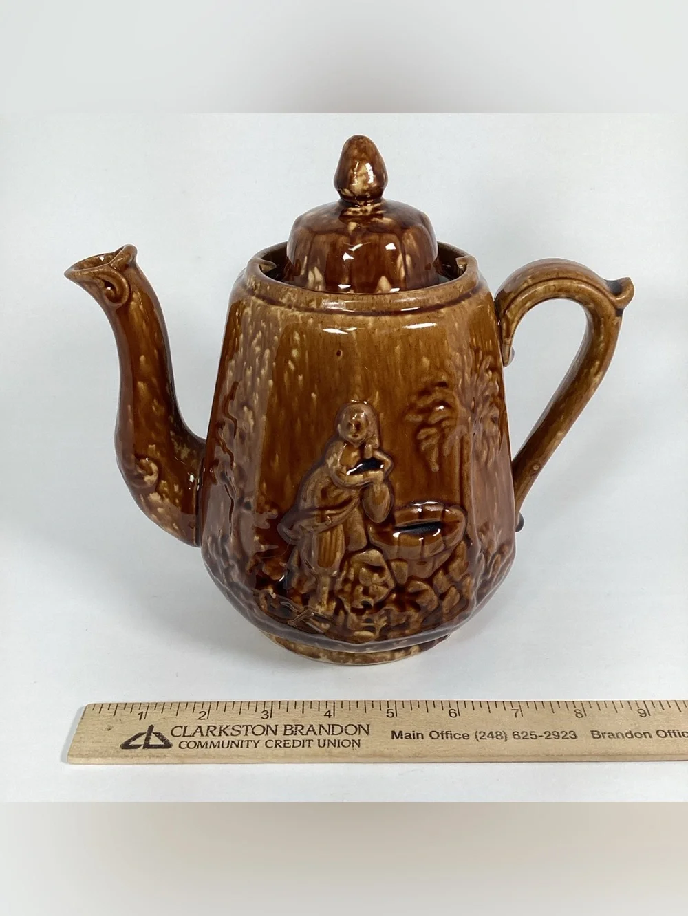 Antique Bennington Rockingham Rebekah At The Well Teapot PROFESSIONALLY REPAIR